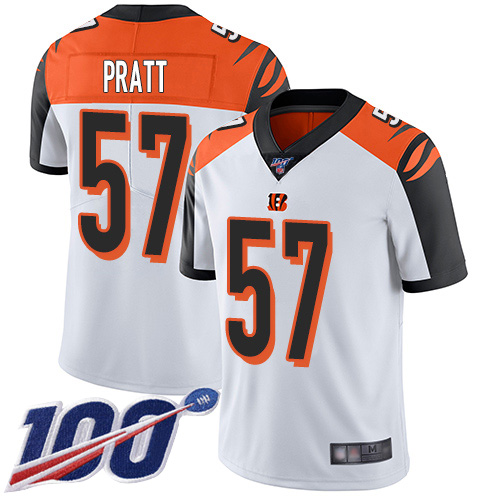 Cincinnati Bengals Limited White Men Germaine Pratt Road Jersey NFL Footballl #57 100th Season Vapor Untouchable